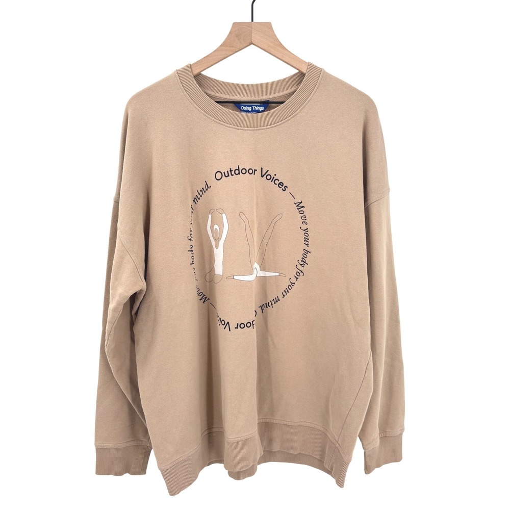Outdoor Voices Move Your Body For Your Mind Cotton Sweatshirt Tan Pampas Large